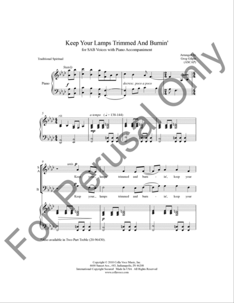 Keep Your Lamps Trimmed And Burnin' 3-Part scores gallery preview page 2