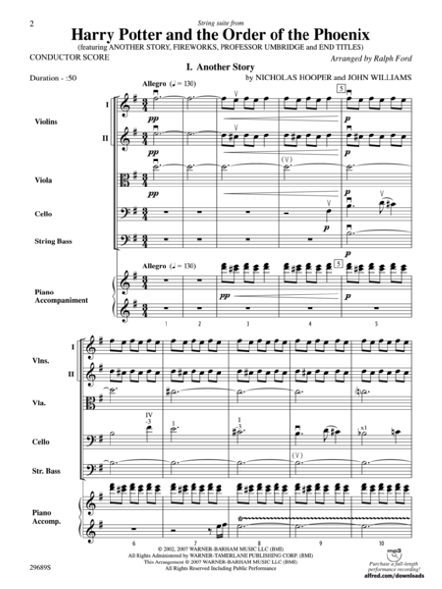 String Suite from Harry Potter and the Order of the Phoenix String Orchestra scores gallery preview page 2