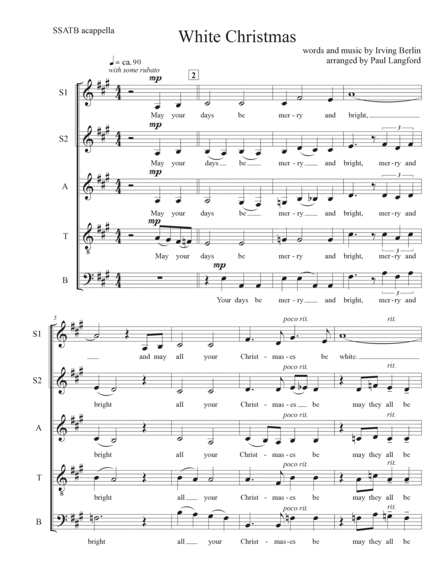 White Christmas 4-Part scores gallery preview page 1