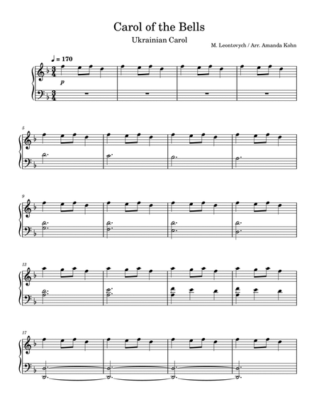 Carol of the Bells - EASY piano image number null