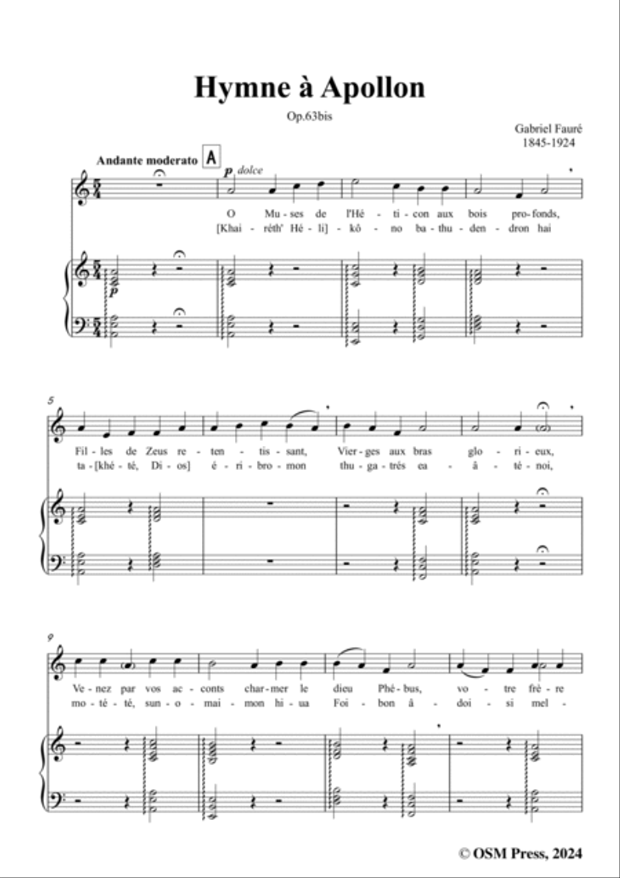 G. Fauré-Hymne à Apollon,in a minor,Op.63 Voice scores gallery preview page 3