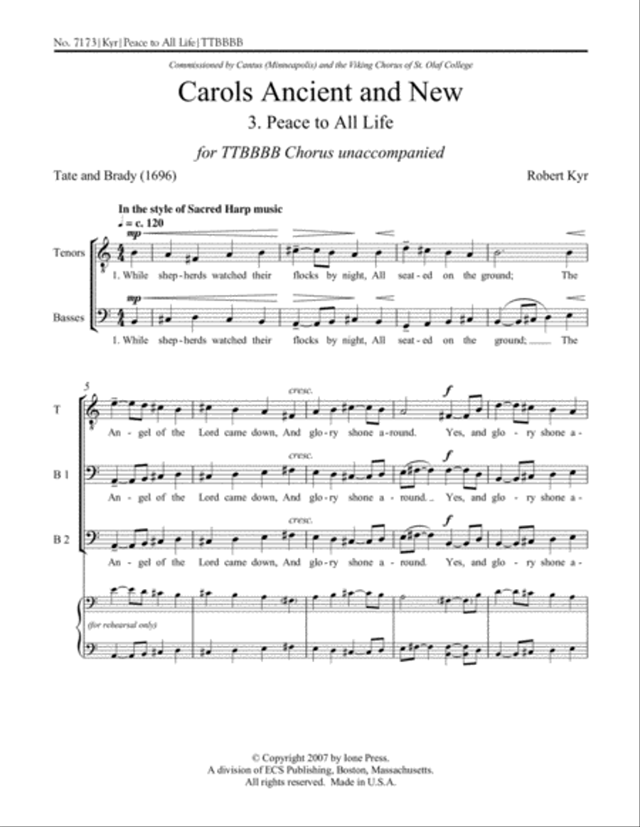 Carols Ancient and New: 3. Peace to All Life A Cappella scores gallery preview page 9