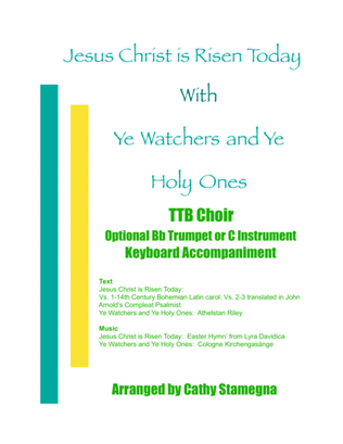 Jesus Christ is Risen Today with Ye Watchers and Ye Holy Ones (TTB, Acc., Opt. Tpt. or C Instr.)