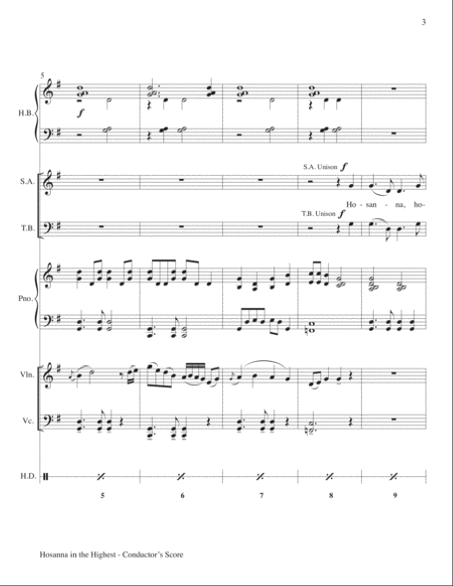 Hosanna in the Highest Handbell Choir scores gallery preview page 3