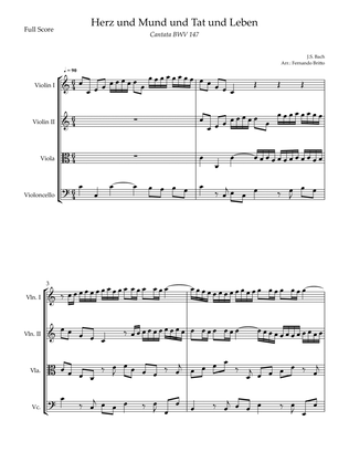 Book cover for Cantata Herz und Mund und Tat und Leben (J.S. Bach BWV 147) for String Quartet