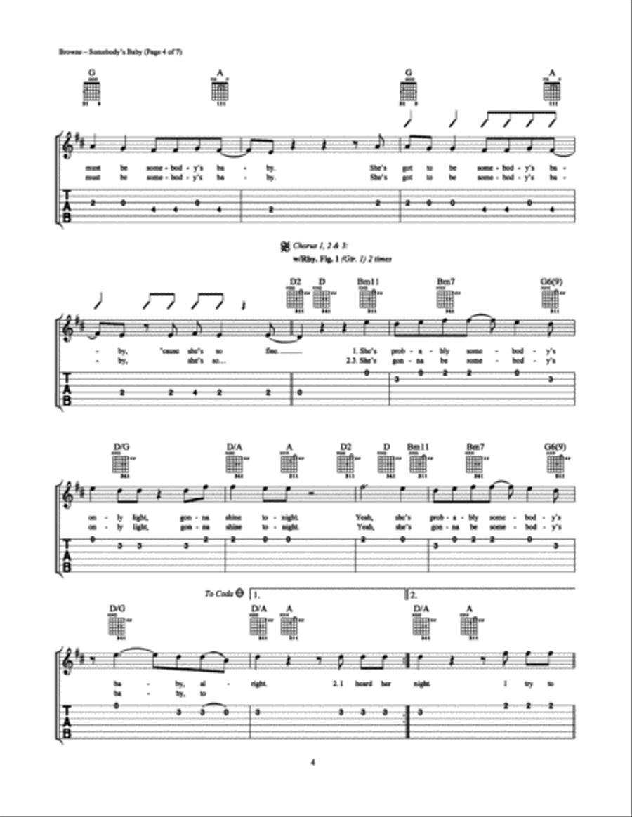 Somebody's Baby Easy Guitar scores gallery preview page 4