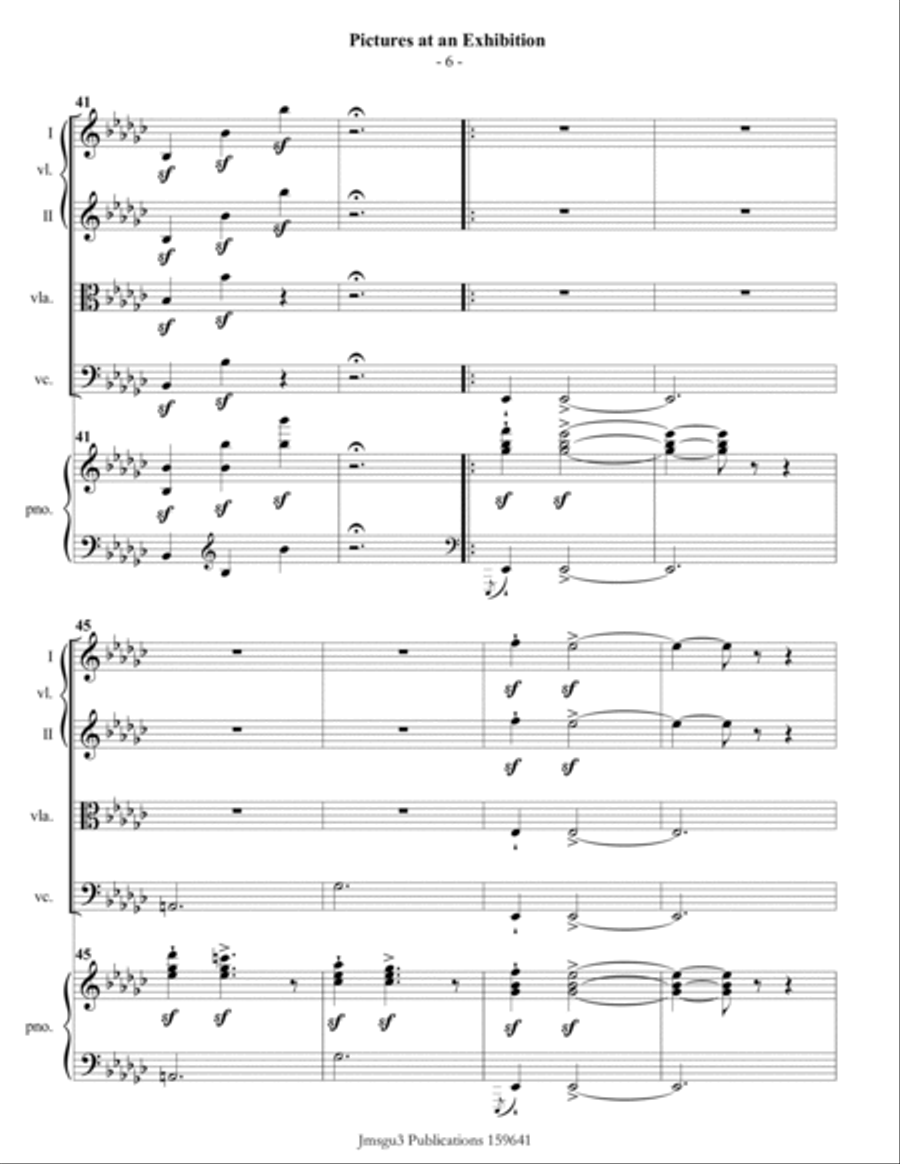 Mussorgsky: Pictures at an Exhibition for Piano Quintet, 1st Edition Piano Quintet scores gallery preview page 6