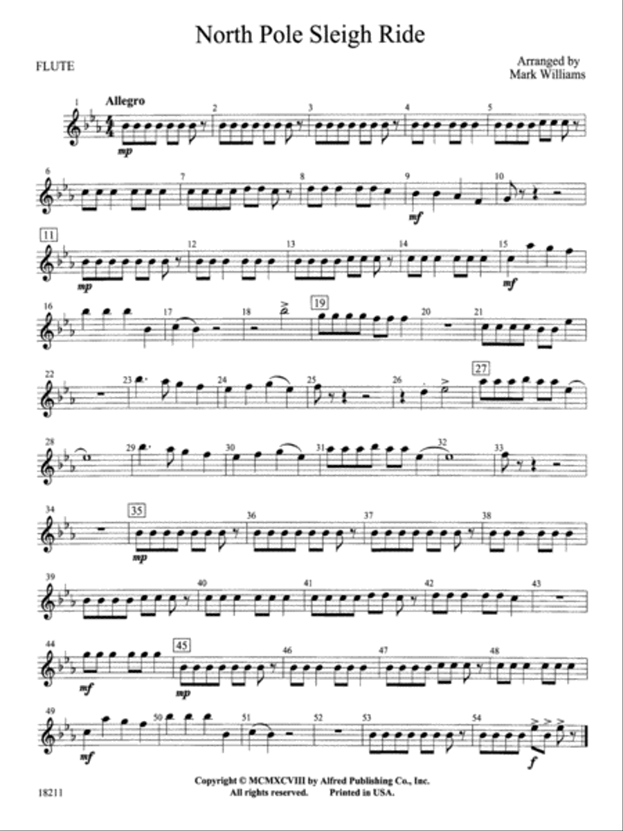 North Pole Sleigh Ride: Flute Concert Band scores gallery preview page 1