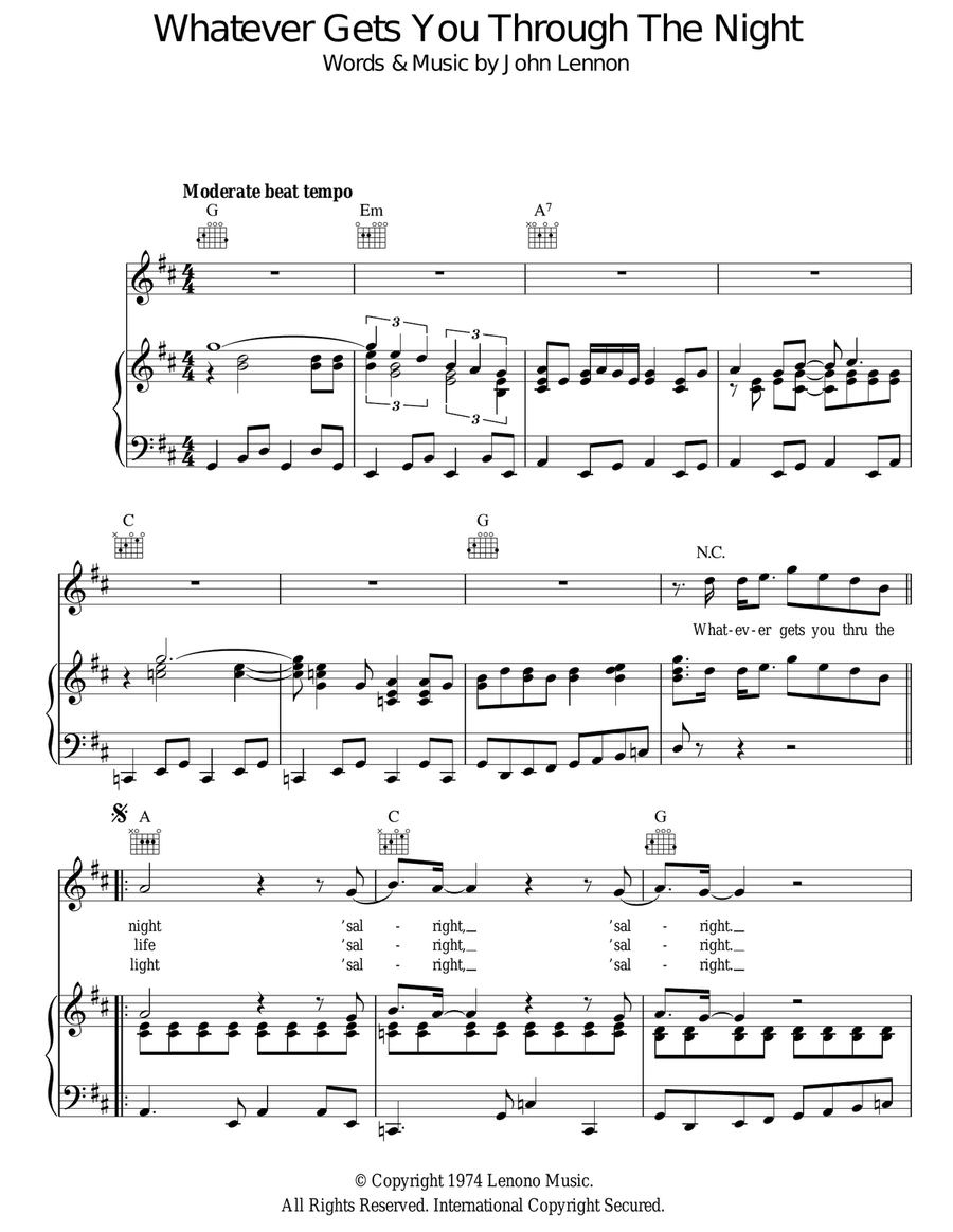 Whatever Gets You Through The Night Acoustic Guitar scores gallery preview page 1