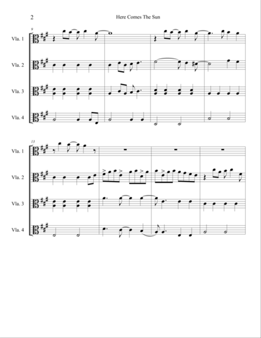 Here Comes The Sun Viola scores gallery preview page 3