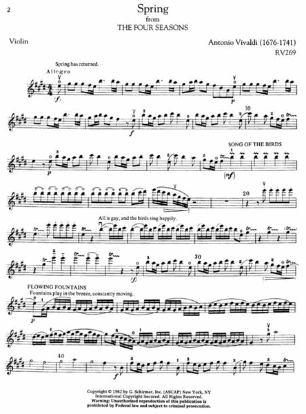The Four Seasons, Complete (Violin & Piano Reduction)