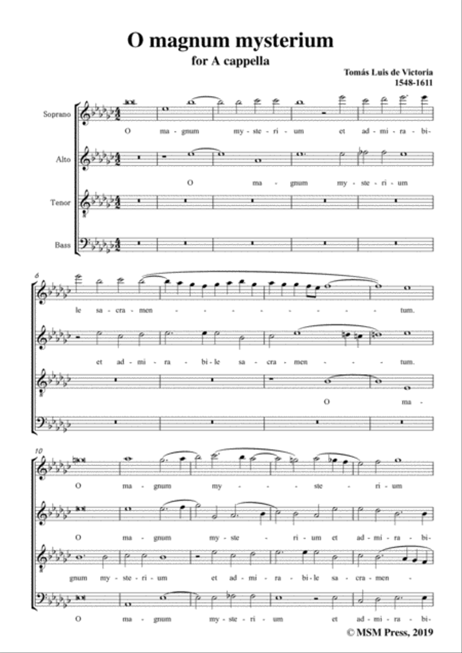 Victoria-O magnum mysterium,in e flat minor,for A cappella 4-Part scores gallery preview page 3