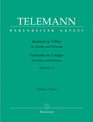 Book cover for Concerto for Violin and Orchestra in F major TWV 51:F2