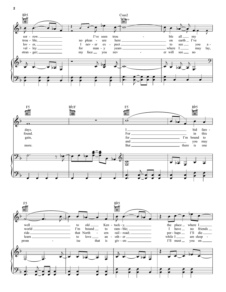 I Am A Man Of Constant Sorrow Piano, Vocal, Guitar scores gallery preview page 2