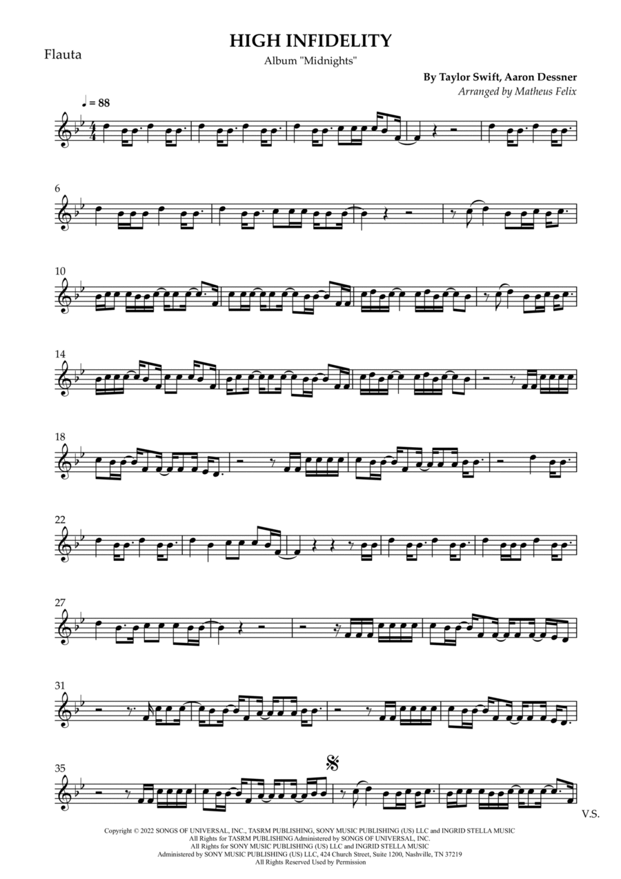 High Infidelity Flute Solo scores gallery preview page 1