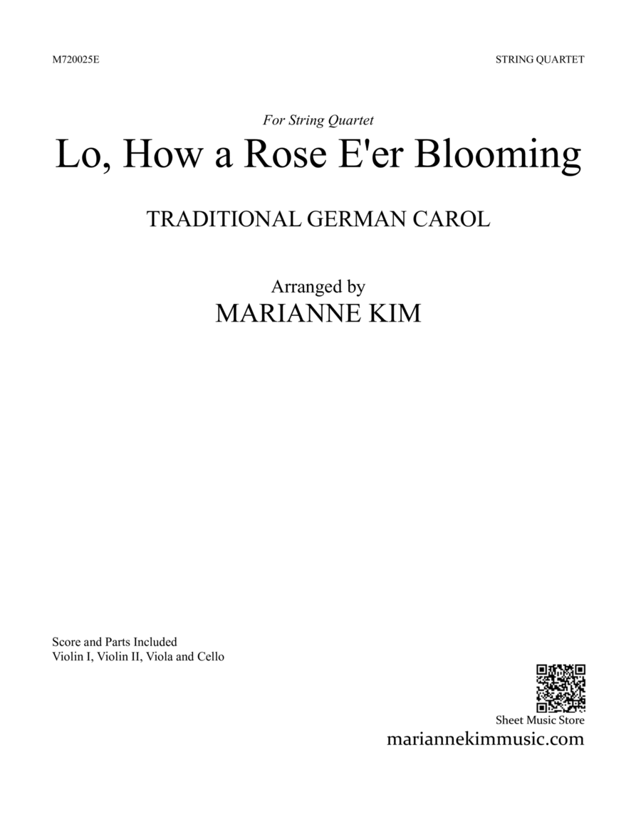 Lo, How a Rose E'er Blooming (ES IST EIN ROS) String Quartet scores gallery preview page 1
