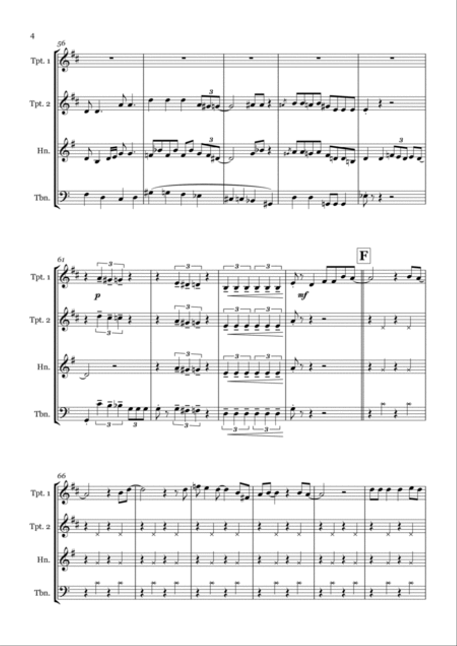 Crazy Little Thing Called Love Brass Quartet scores gallery preview page 4