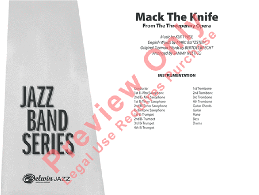 Mack the Knife (from The Threepenny Opera) Jazz Ensemble scores gallery preview page 2