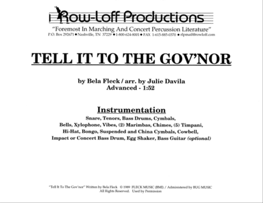 Tell It To The Gov'nor w/Tutor Tracks Percussion Ensemble scores gallery preview page 2