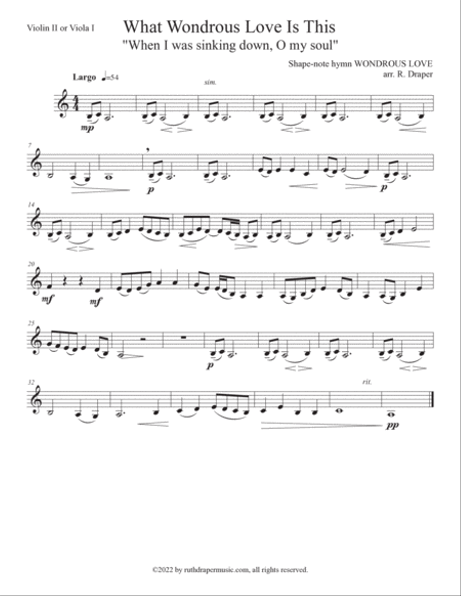 Wondrous Love (string quartet, oboe, and bassoon) Small Ensemble scores gallery preview page 6