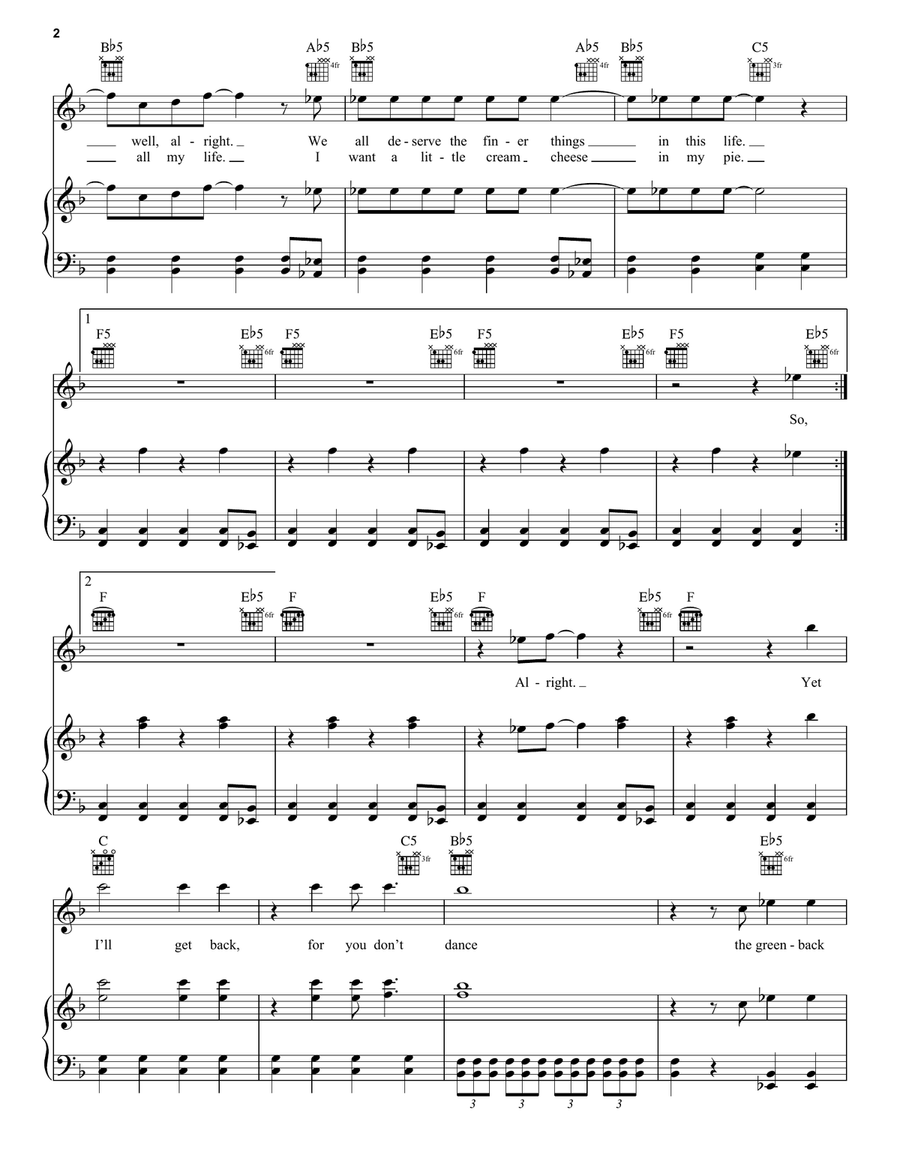Greenback Boogie (Theme from Suits) Piano, Vocal, Guitar scores gallery preview page 2
