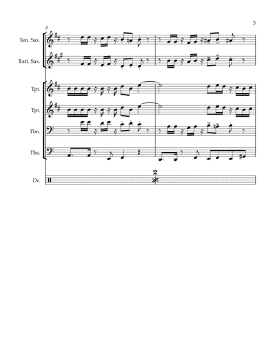 Flight of the Cassowary (for NOLA brass band) Brass Band scores gallery preview page 5