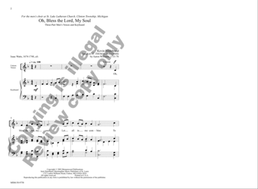 Oh, Bless the Lord, My Soul 3-Part scores gallery preview page 2