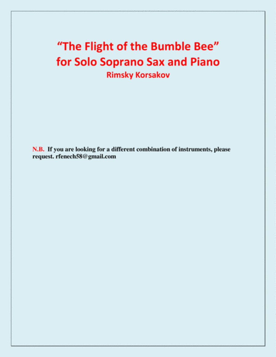 The Flight of the Bumble Bee - Rimsky Korsakov - for Soprano Sax and Piano image number null