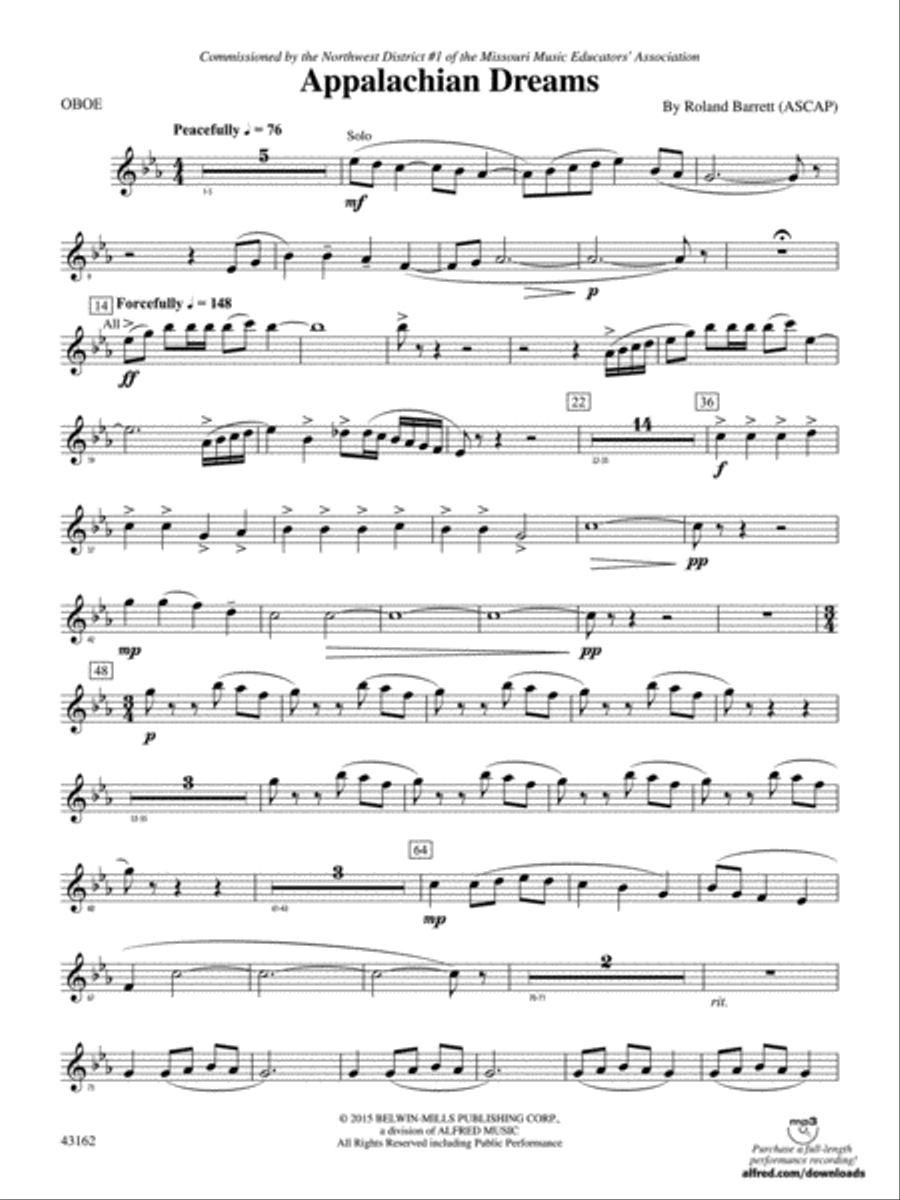 Appalachian Dreams: Oboe Concert Band scores gallery preview page 1