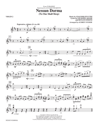Nessun Dorma (No One Shall Sleep) (from Turandot) (arr. Audrey Snyder) - Violin 2