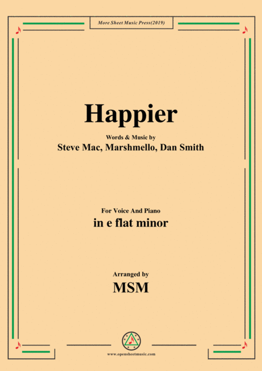 Happier,in e flat minor,for Voice and Piano