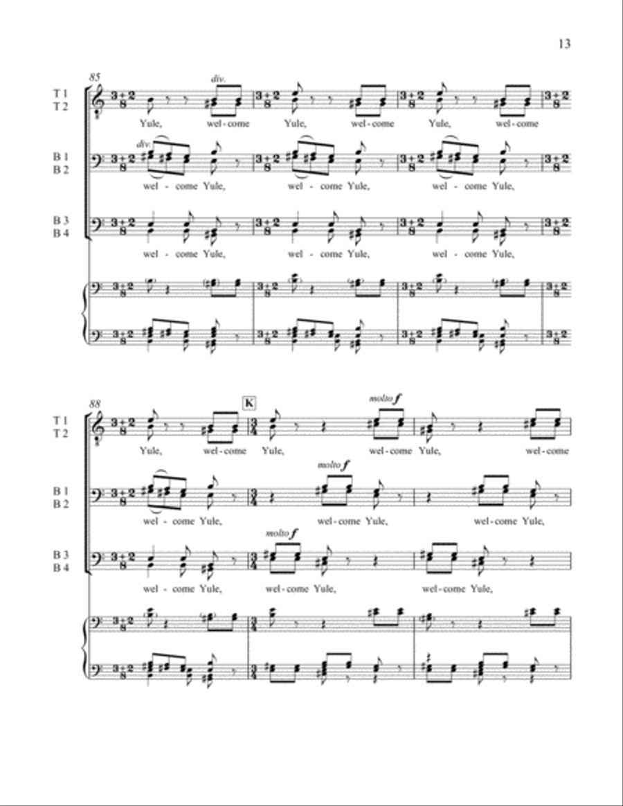 Carols Ancient and New: 5. Welcome Yule TTBB scores gallery preview page 14