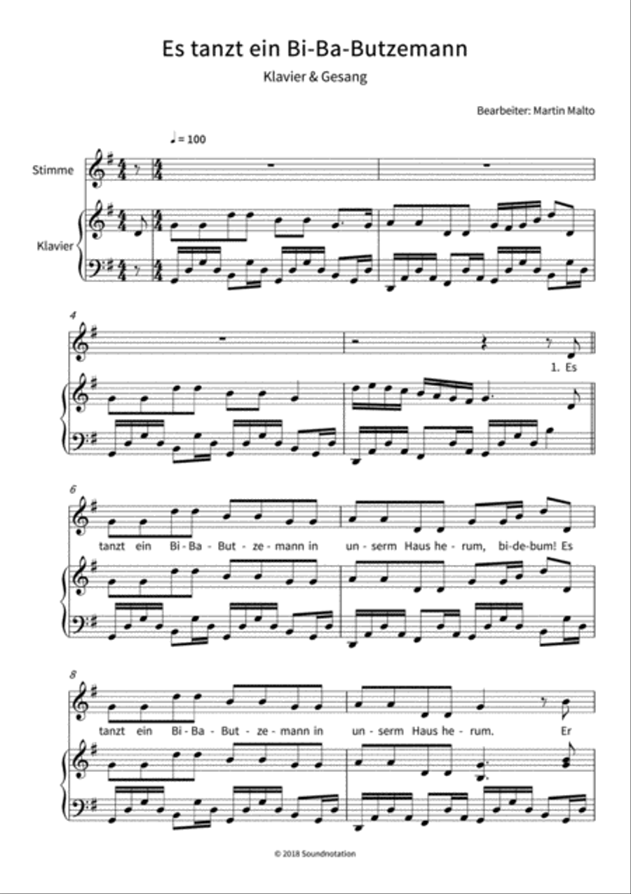 Es Tanzt ein Bi-Ba-Butzemann Piano, Vocal, Guitar scores gallery preview page 3