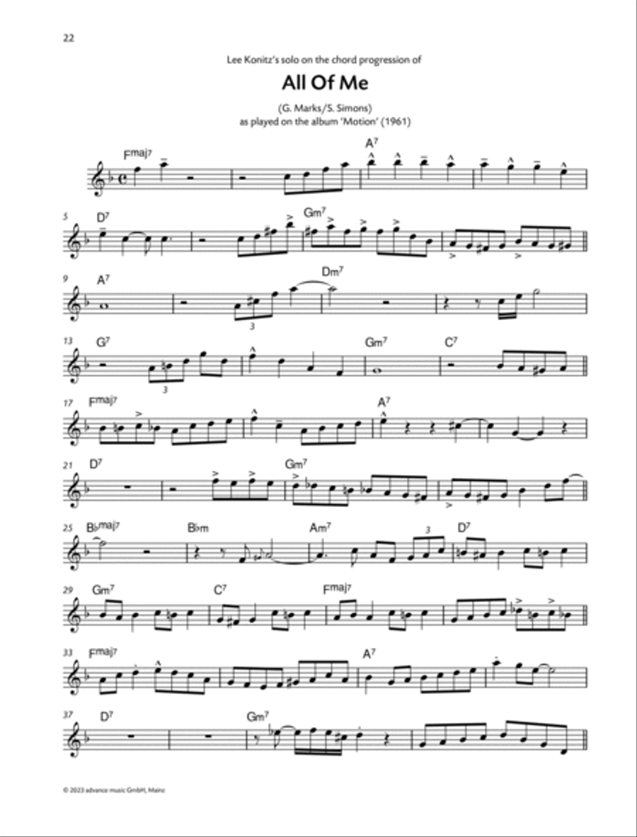 Lee Konitz Solo Transcriptions for Alto Saxophone Alto Saxophone scores gallery preview page 4