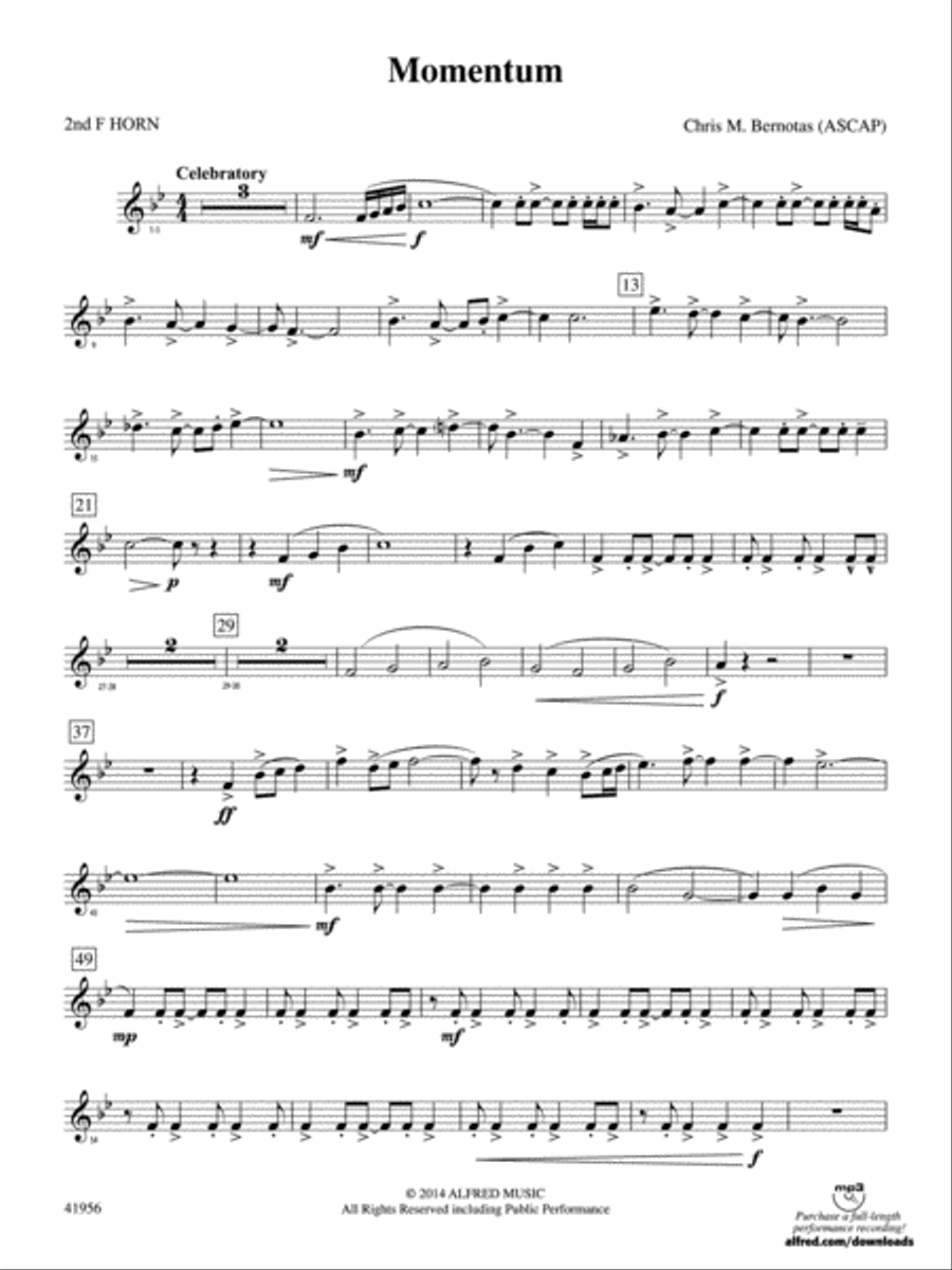 Momentum: 2nd F Horn Momentum: 2nd F Horn Concert Band scores gallery preview page 1