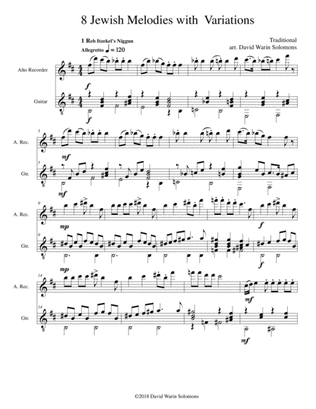 8 Jewish Melodies with Variations for alto recorder and guitar