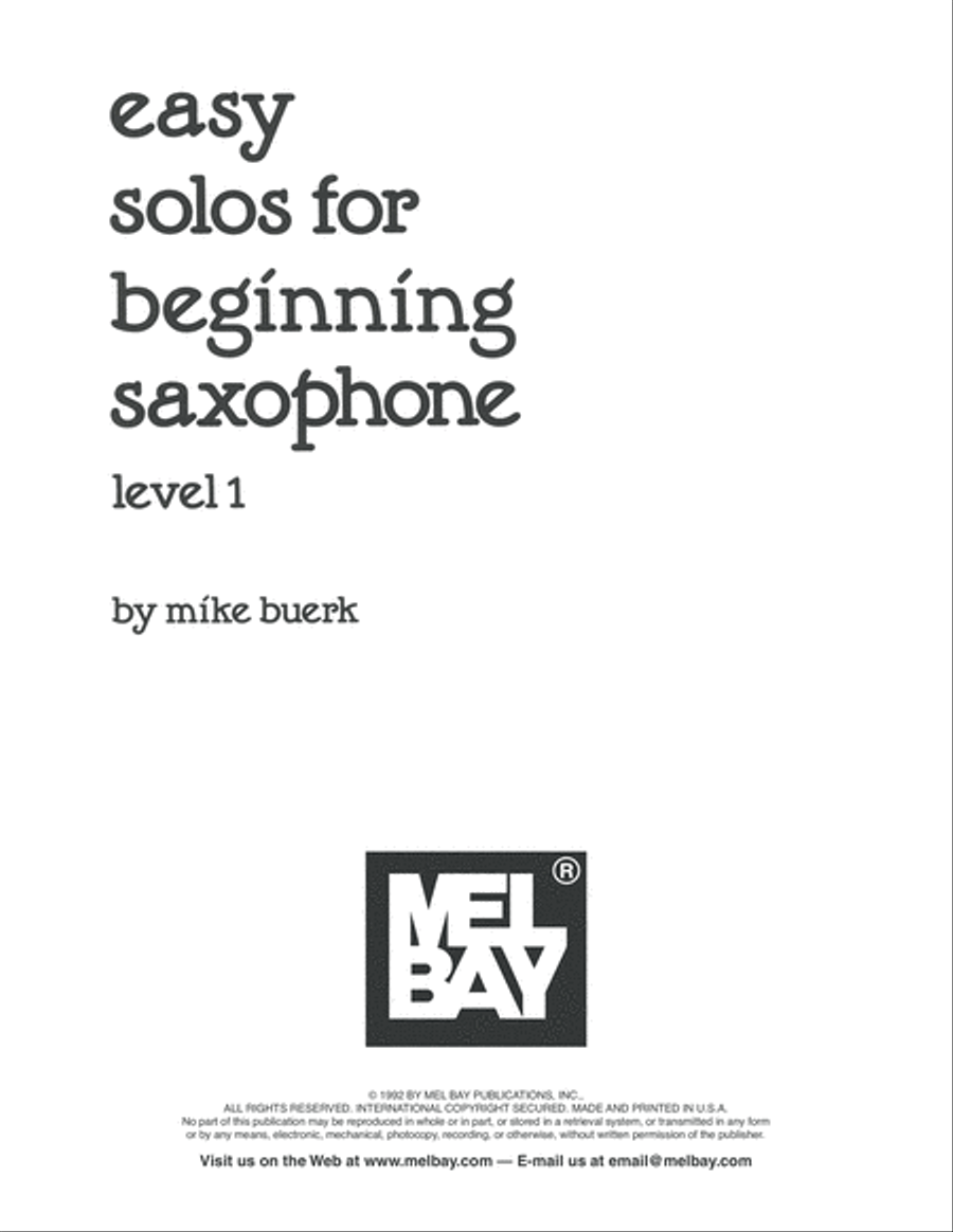 Easy Solos for Beginning Saxophone, Level 1