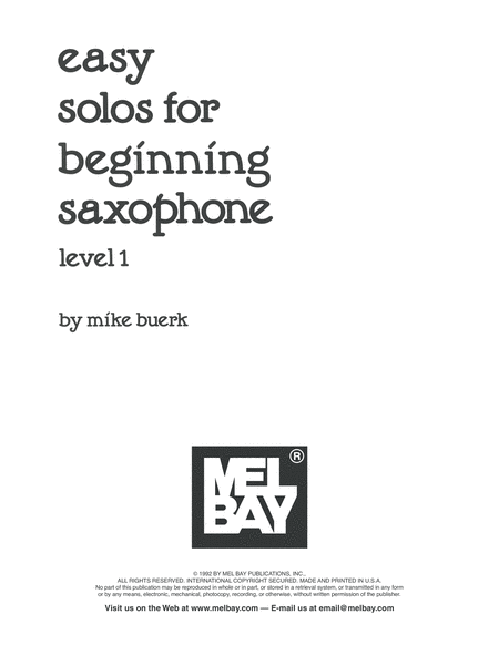 Easy Solos for Beginning Saxophone, Level 1