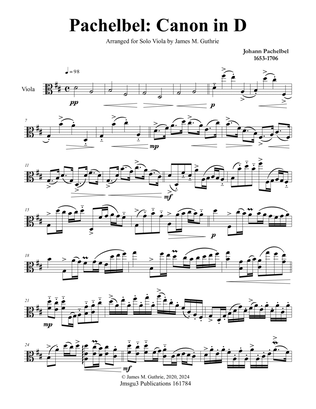 Pachelbel: Canon in D for Solo Viola