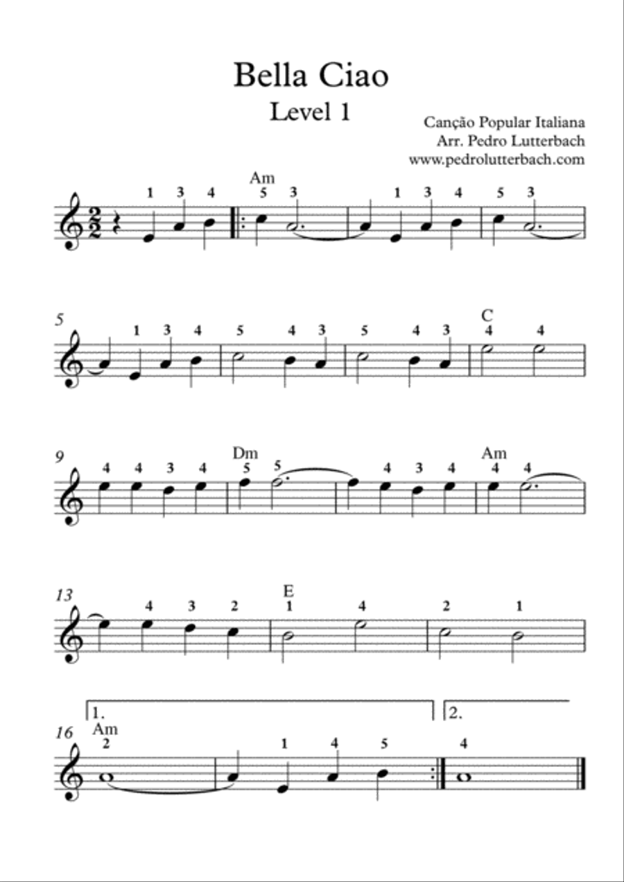 Bella Ciao Bella Ciao Easy Piano scores gallery preview page 1