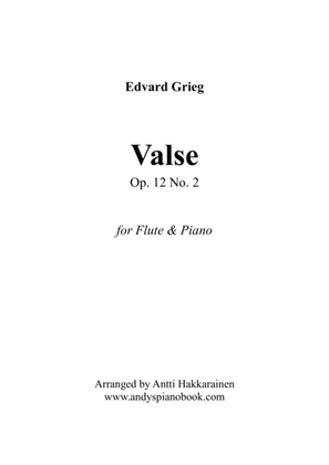 Book cover for Valse Op. 12 No. 2 (from Lyric Pieces) - Flute & Piano