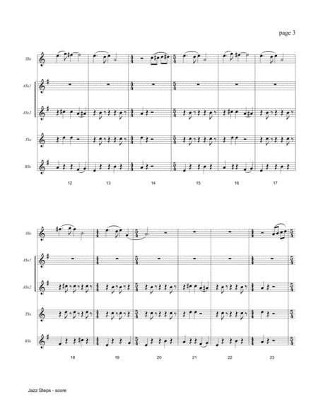 JAZZ STEPS for Sax Quintet (Score and parts) image number null