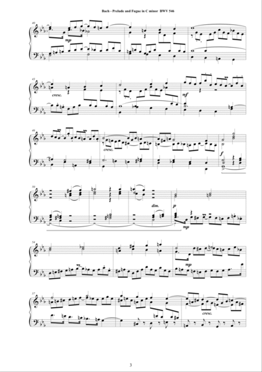 Bach - Prelude and Fugue in C minor BWV 546 for Piano Piano Solo scores gallery preview page 3