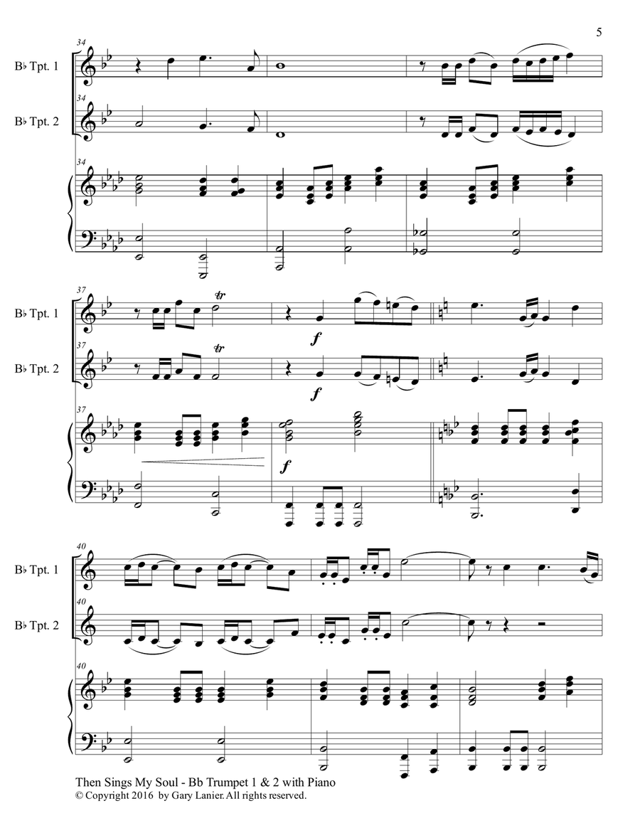 Trios for 3 GREAT HYMNS (Bb Trumpet 1 & 2 with Piano and Parts) Brass Trio scores gallery preview page 6