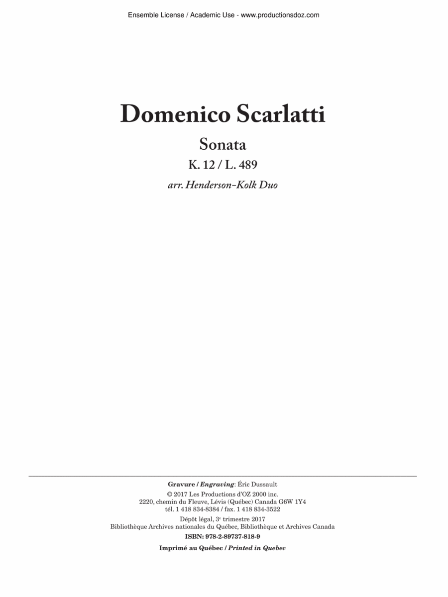 Sonata K. 12 / L. 489 Classical Guitar scores gallery preview page 1