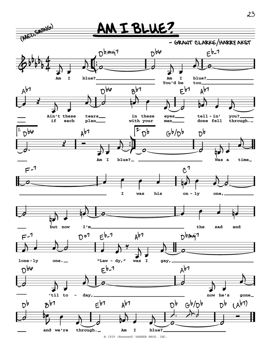 Am I Blue? (Low Voice) Low Voice scores gallery preview page 1