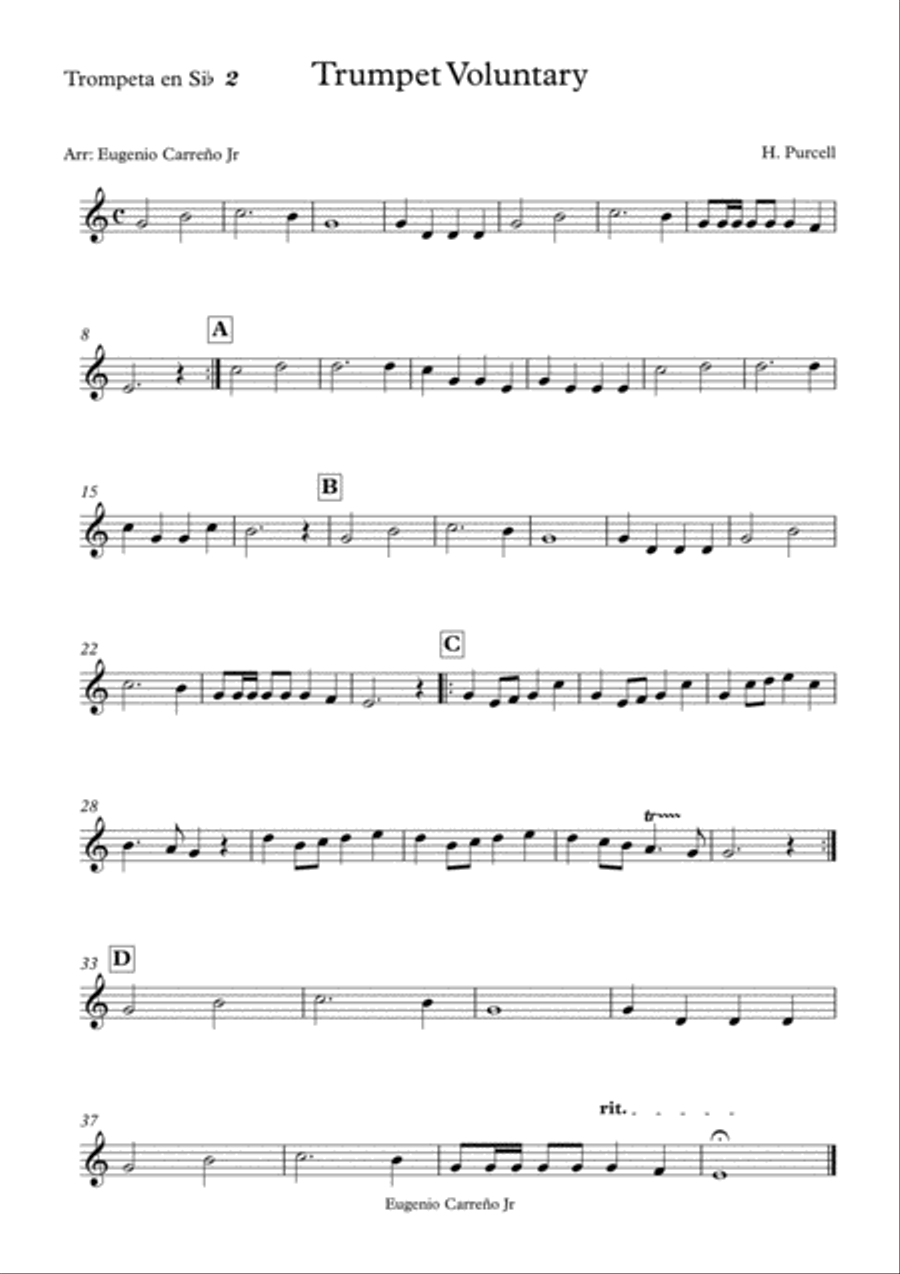 Purcell: Voluntary Trumpet for 4 Trumpets Brass Ensemble scores gallery preview page 3