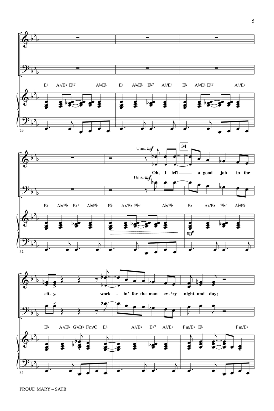 Proud Mary (arr. Kirby Shaw) 4-Part scores gallery preview page 4