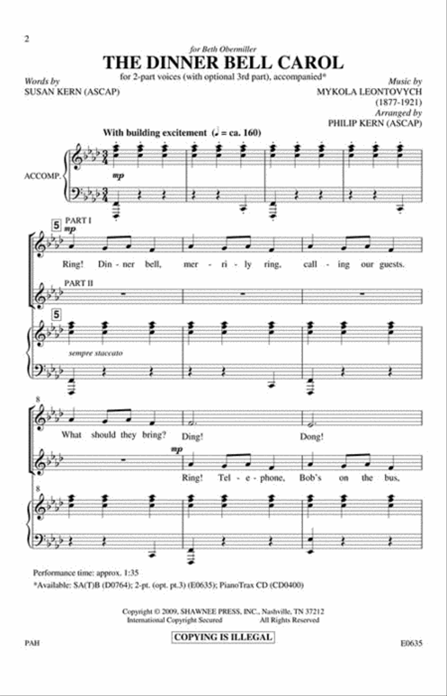 The Dinner Bell Carol 2-Part scores gallery preview page 2