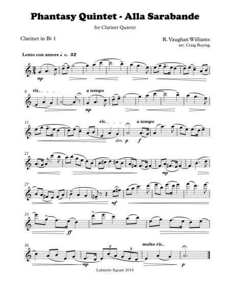Vaughan Williams: Phantasy Quintet (adapted for 4 clarinets) image number null